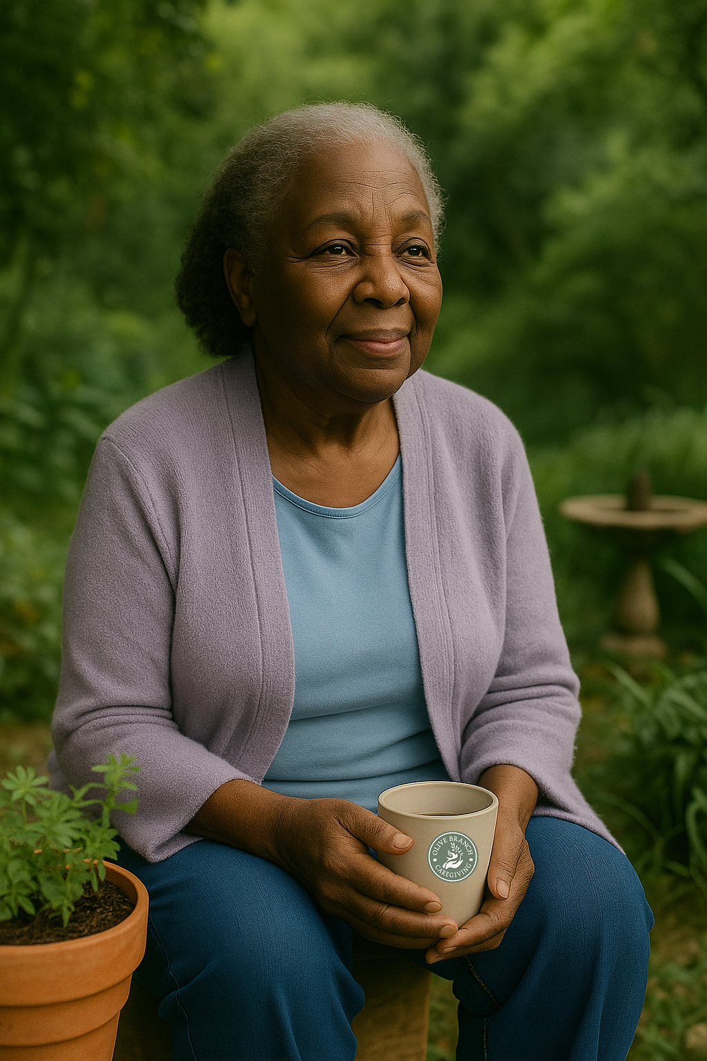 A caregiver finding peace in her garden